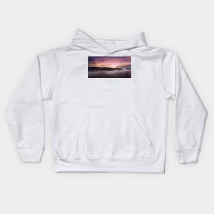 Sunrise in a mist forest Kids Hoodie